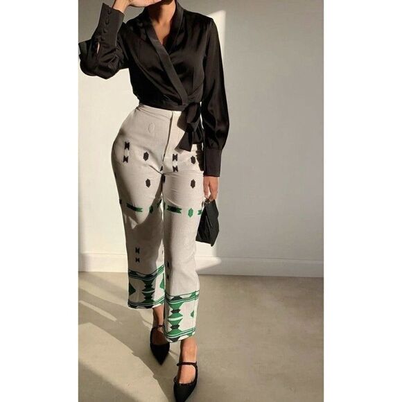 ZARA Embroidered Linen Blend Pants New - Picture 2 of 8